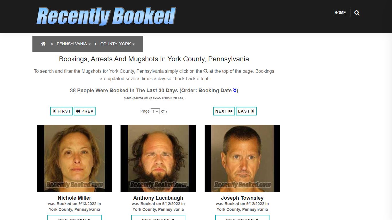 Bookings, Arrests and Mugshots in York County, Pennsylvania